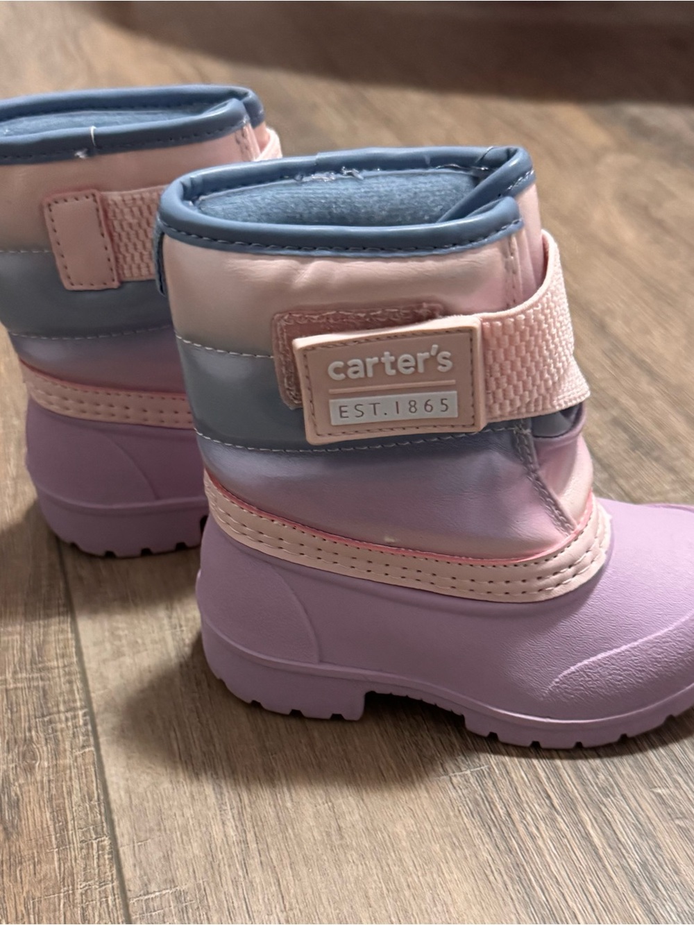 Carter's Pink and Lavender Kids Winter Boots with Blue Trim